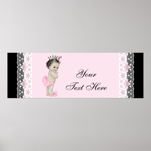 Poster Princesa Menina Rosa Vintage (Frente)