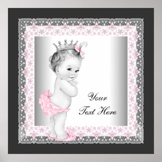 Poster Princesa Menina Rosa Vintage