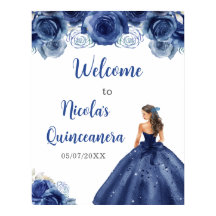 Princesa no Marinho Blue Dress Quinceanera Bem-vin