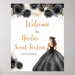Poster Princesa no Vestido Negro Doce Dezesseis Boas-vind