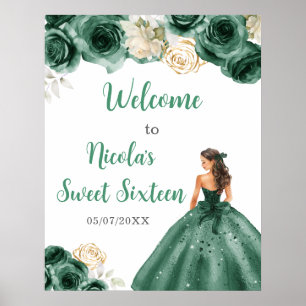 Poster Princesa no Vestido Verde Escuro Doce Dezesseis Bo