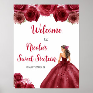 Poster Princesa no Vestido Vermelho Doce Dezesseis Boas-v