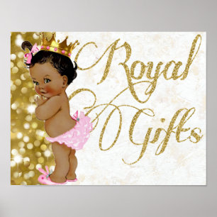 Póster Princesa real Cor-de-rosa e brilho Dourado de