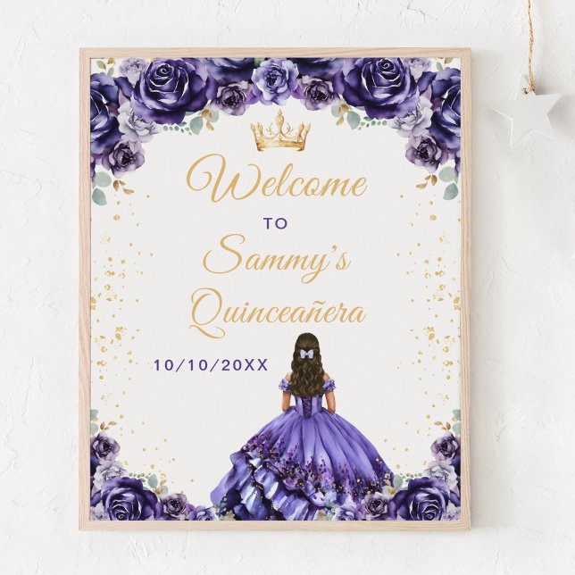 Poster Princesa Roxa Escura Quinceañera Bem-Vindo (Criador carregado)
