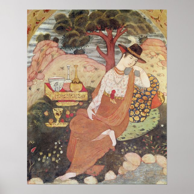Poster Princesa sentada em um jardim, Safavid Dynasty (Frente)