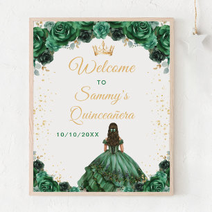 Poster Princesa Verde Escura Quinceañera Bem-Vindo