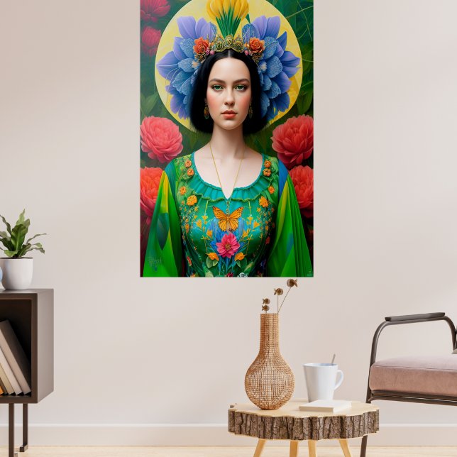 Poster Princess in green floral dress (Sala de Estar 3)