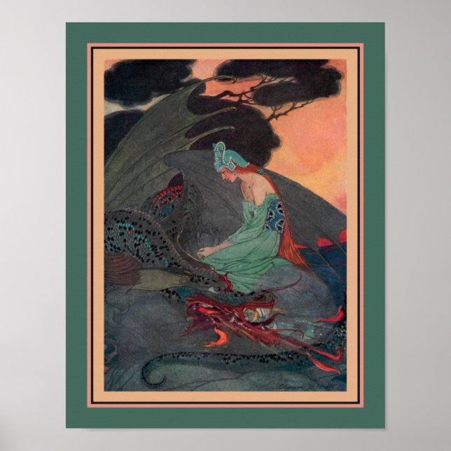 Poster "Princess & the Dragon", por volta de 1920, por El (Frente)