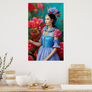 Poster Princess with blue plaid dress