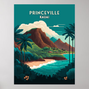 Poster Princeville Kauai Hawaii - Montanhas Retro