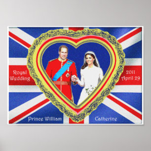 Póster Príncipe William e casamento real de Catherine