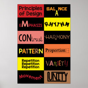 Poster Princípios de design em cores mornas