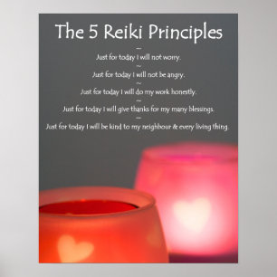 Póster Princípios de Reiki com velas