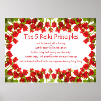 Poster Princípios Reiki com Rosas