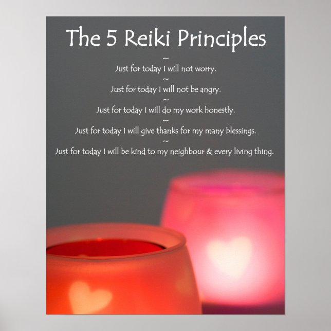 Póster Princípios Reiki com Velas (Frente)