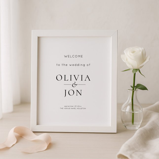 Poster Printable Black and White Wedding Welcome Sign (Criador carregado)