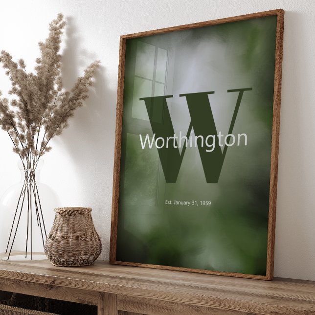 Poster Printable Custom Family Last Name Print Green  (Criador carregado)