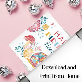 Poster Printable Disco Garden Party Happy Birday Sinal