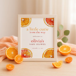 Poster Printable Little Cutie Orange Welcome Baby Shower 