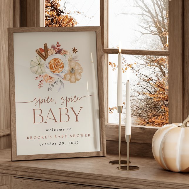 Poster Printable Pumpkin Spice Baby Shower Welcome Sign (Criador carregado)