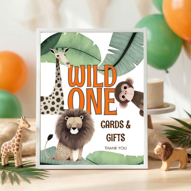 Poster Printable Wild One Safari Cards Gifts 1st Birthday (Criador carregado)