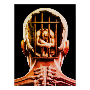 Póster Prisão da Mente – Arte Conceitual Surrealista em P