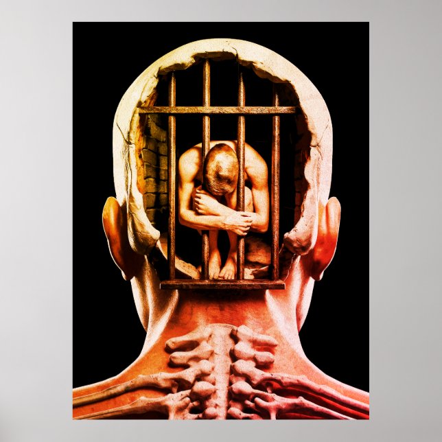 Poster Prisão da Mente – Arte de Parede Conceitual Surrea (Frente)