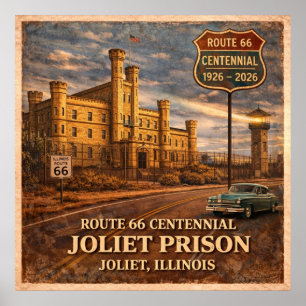 Poster Prisão de Joliet Rota 66 Chicago