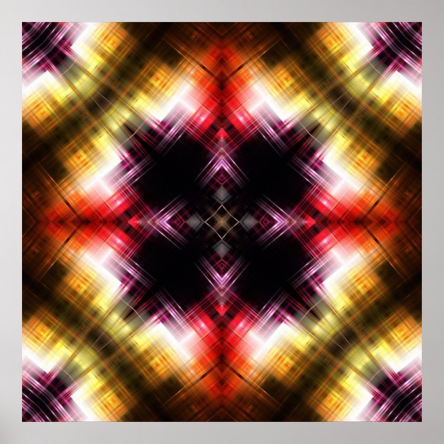 Poster Prisma Ardente Abstrato com Brilho Radiante Vermel (Frente)
