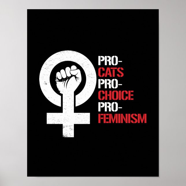 Póster Pro-Cats Pro-Choice Pro-Feminismo — branco - (Frente)