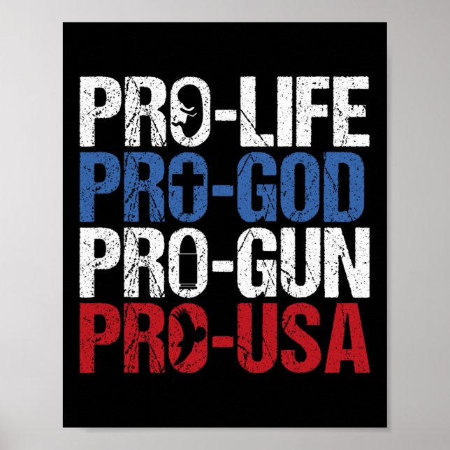 Poster Pró Vida Deus Arma EUA Conservador Republicano Pró (Frente)