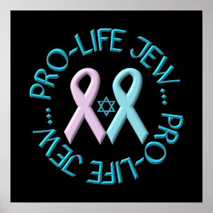 Poster "Pró-Vida Judia" com Estrela de David & Ribbons
