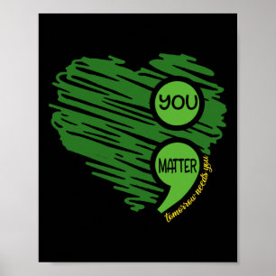 Poster Problema Semicolon Heart Retro Mental Health Aware