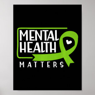 Poster Problemas de saúde Fita Verde Awarene mental
