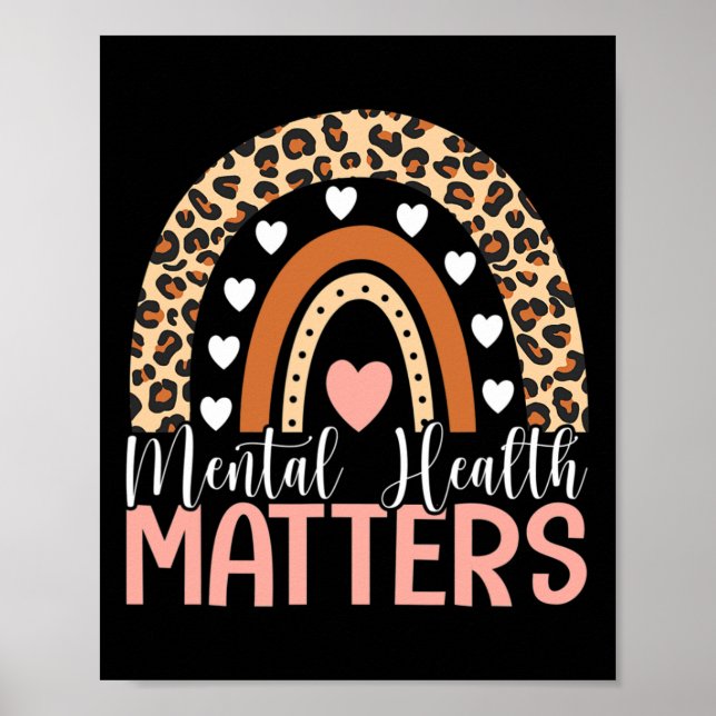 Poster Problemas de saúde Leopard Print Boho Rainbow Awar (Frente)