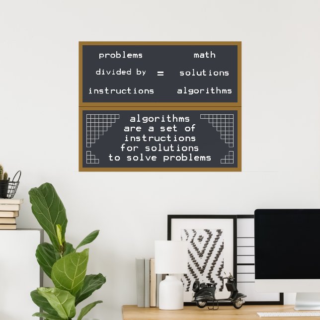 Poster problemas instruções soluções matemática algoritmo (Escritório em casa)