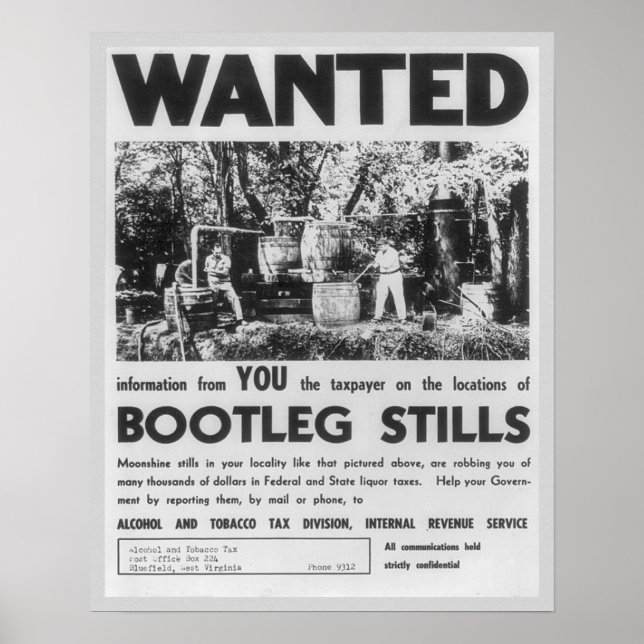 Poster Procurado: Destilarias Clandestinas, 1949. Vintage (Frente)