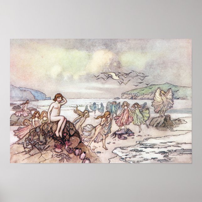 Póster Procurando Bebês da Água por Warwick Goble (Frente)