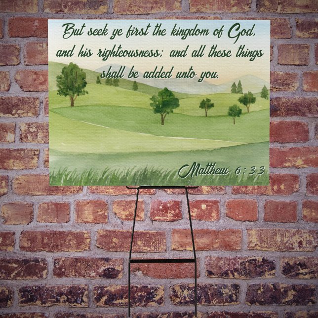 Poster Procurar primeiro a paisagem da árvore de inverno  (Seek Ye First the Kingdom Winter Tree Landscape Poster
(larger option))