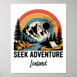 Poster Procure Aventura Férias na Islândia ao Ar Livre