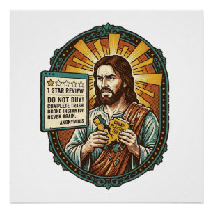Póster Produto de revisão de Jesus Influenciador Ruim Fal