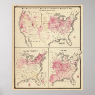 Póster Produtos à base de trigo produzidos em 1870