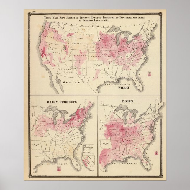 Póster Produtos à base de trigo produzidos em 1870 (Frente)
