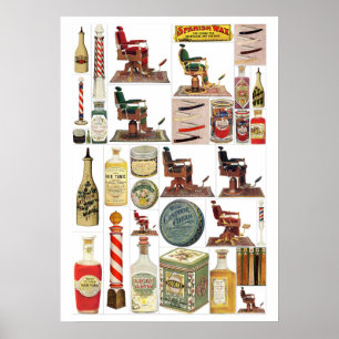 Poster Produtos de barbaria Vintage