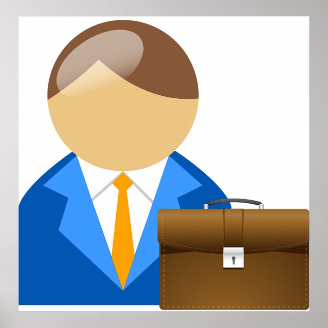 Poster Professional Businessman Icon with Briefcase (Frente)