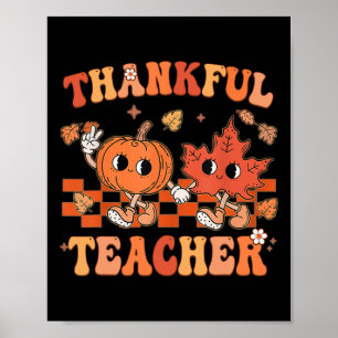 Poster Professor agradecido Retro Groovy Ação de Graças o