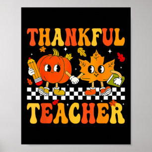 Poster Professor agradecido Retro Groovy Ação de Graças Q
