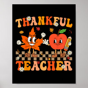 Poster Professor agradecido Retro Groovy Ação de Graças Q