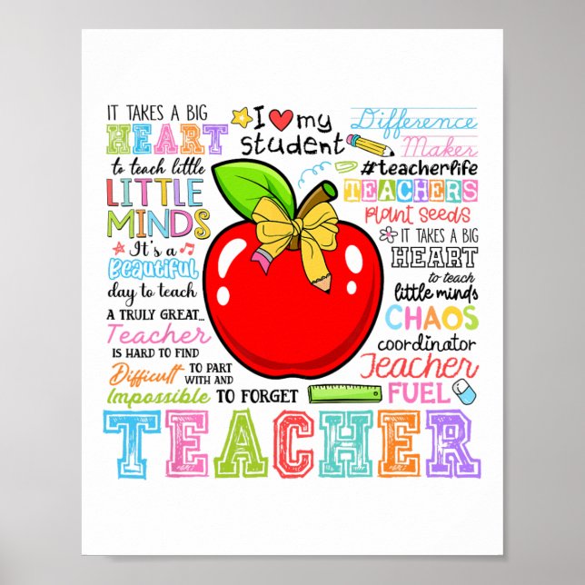 Poster Professor Arco Lápis Maçã Divertido Ck Para Escola (Frente)