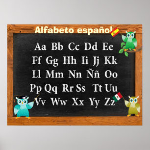 Poster Professor bonito Owl Buho Alfabeto español